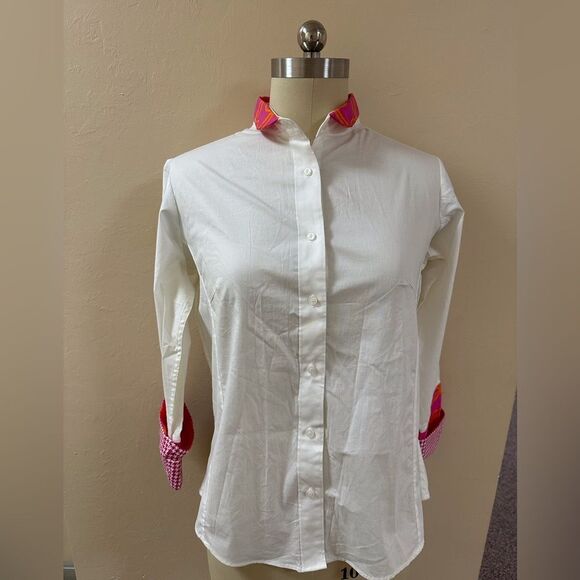 Pearly Vine White Shirt with Pink and Orange Accents - Picture 1 of 5